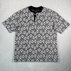 Vintage Camelashes Black and White Floral Daisy Knit Shirt Size Large